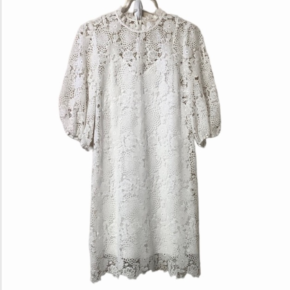 Johnny Was Antique White Lorrie Puff Sleeve Mini Dress Size Small